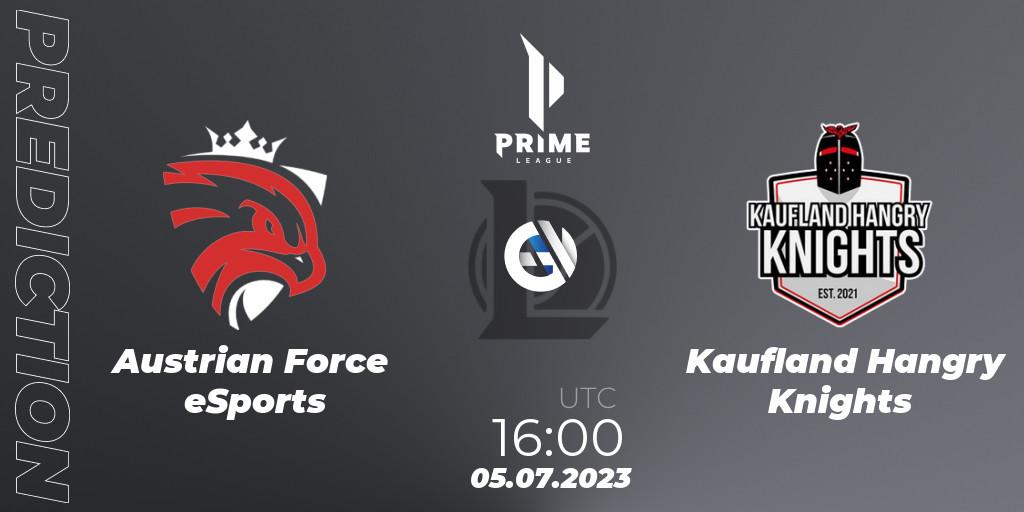 Austrian Force eSports contre Kaufland Hangry Knights : prédiction de match. 05.07.2023 at 16:00. LoL, Prime League 2nd Division Summer 2023