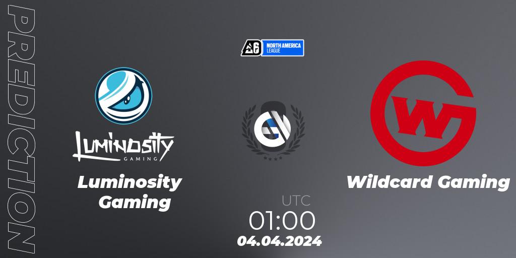 Luminosity Gaming contre Wildcard Gaming : prédiction de match. 03.04.24. Rainbow Six, North America League 2024 - Stage 1