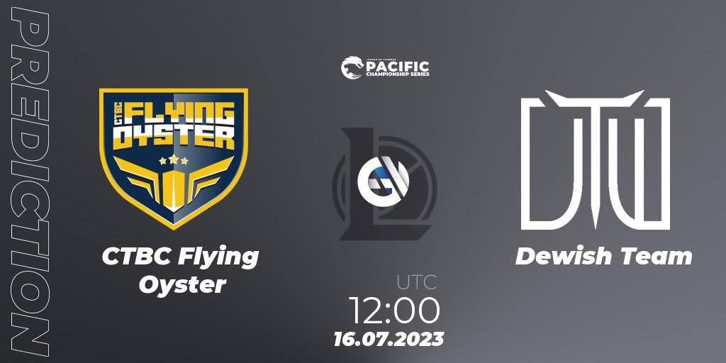 CTBC Flying Oyster contre Dewish Team : prédiction de match. 16.07.2023 at 12:00. LoL, PACIFIC Championship series Group Stage