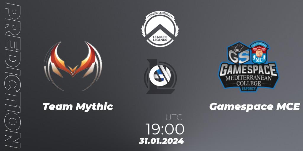Team Mythic contre Gamespace MCE : prédiction de match. 31.01.2024 at 19:00. LoL, GLL Spring 2024
