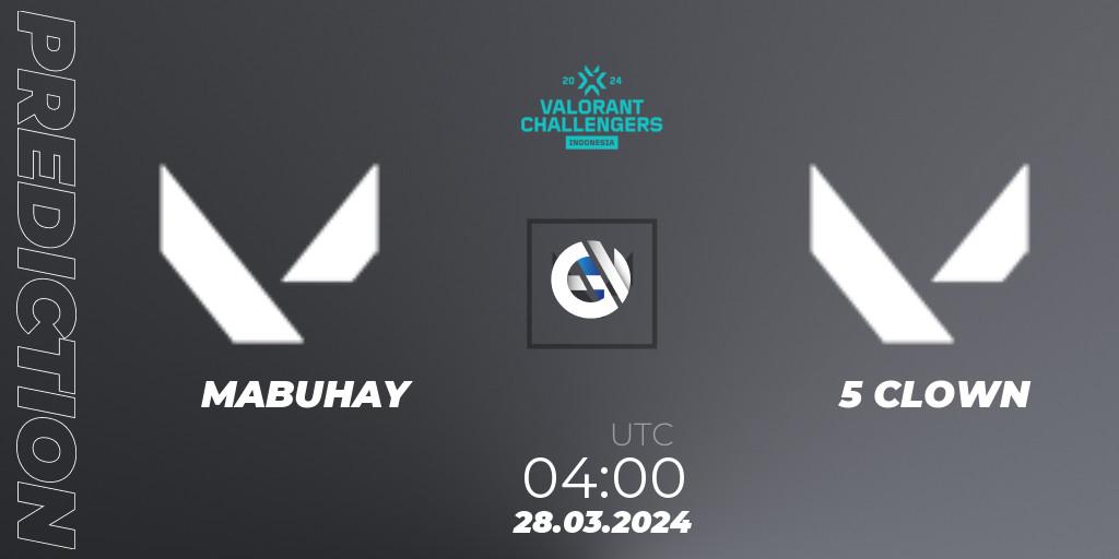 MABUHAY contre 5 CLOWN : prédiction de match. 28.03.24. VALORANT, VALORANT Challengers Indonesia 2024: Split 1