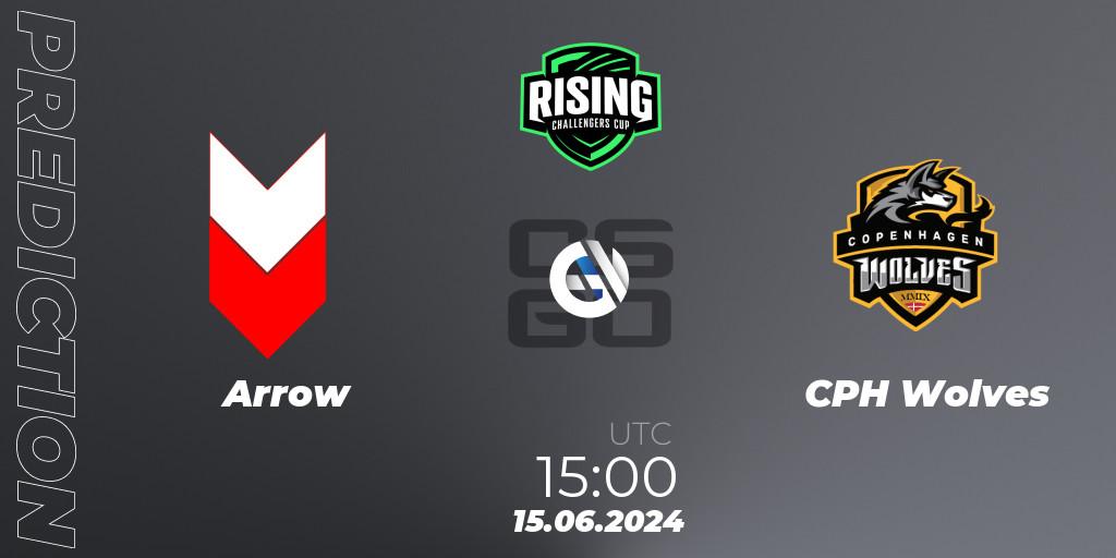 Arrow contre CPH Wolves : prédiction de match. 17.06.2024 at 15:00. Counter-Strike (CS2), Rising Challengers Cup #1