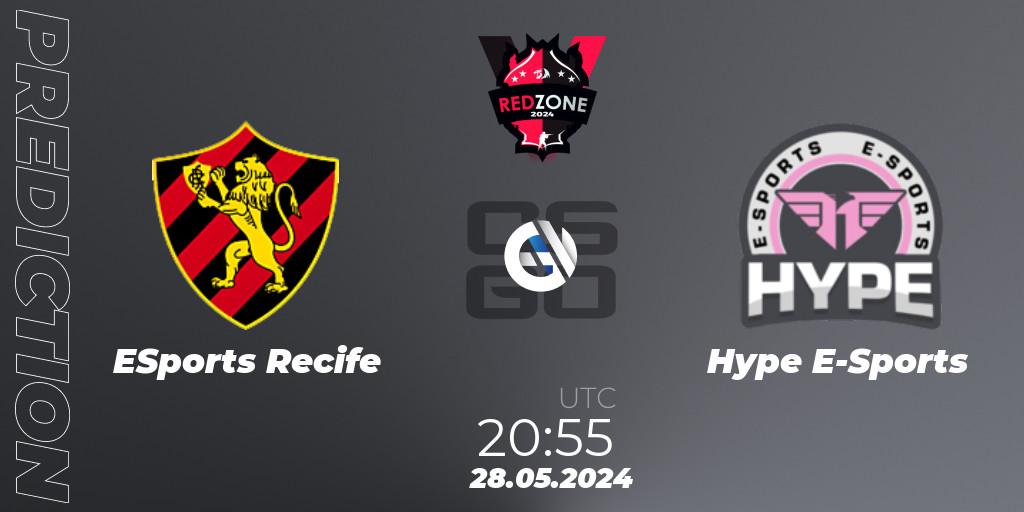 ESports Recife contre Hype E-Sports : prédiction de match. 28.05.2024 at 21:00. Counter-Strike (CS2), RedZone PRO League 2024 Season 3