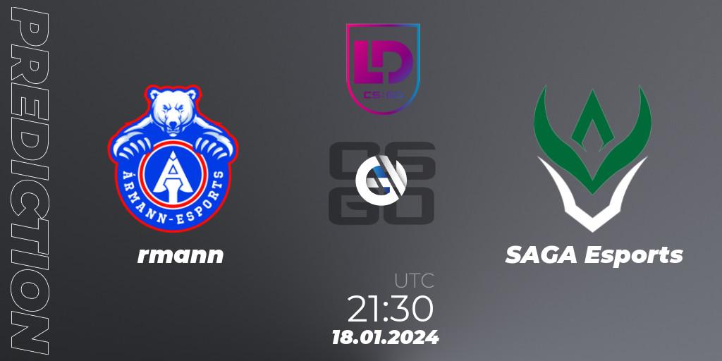 Ármann contre SAGA Esports : prédiction de match. 18.01.24. CS2 (CS:GO), Icelandic Esports League Season 8: Regular Season