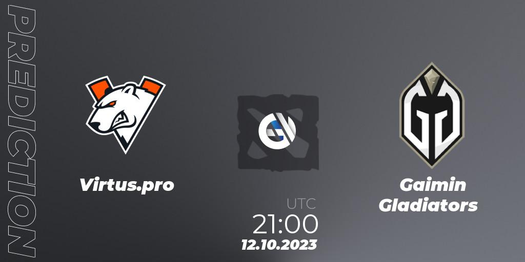Virtus.pro contre Gaimin Gladiators : prédiction de match. 12.10.2023 at 21:42. Dota 2, The International 2023 - Group Stage