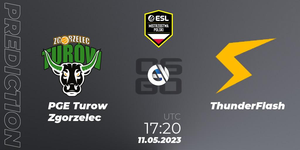 PGE Turow Zgorzelec contre ThunderFlash : prédiction de match. 11.05.2023 at 17:20. Counter-Strike (CS2), ESL Mistrzostwa Polski Spring 2023: Closed Qualifier