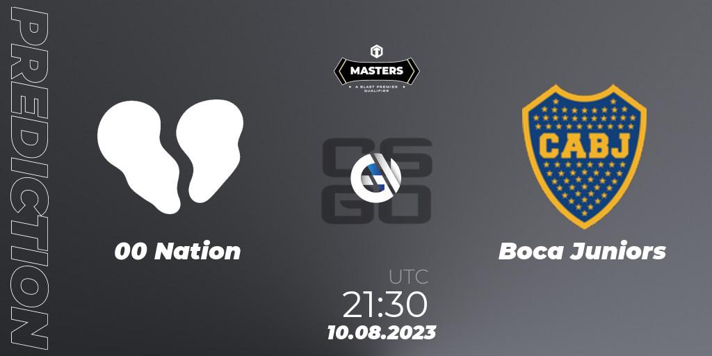 00 Nation contre Boca Juniors : prédiction de match. 10.08.2023 at 21:50. Counter-Strike (CS2), TG Masters: Fall 2023
