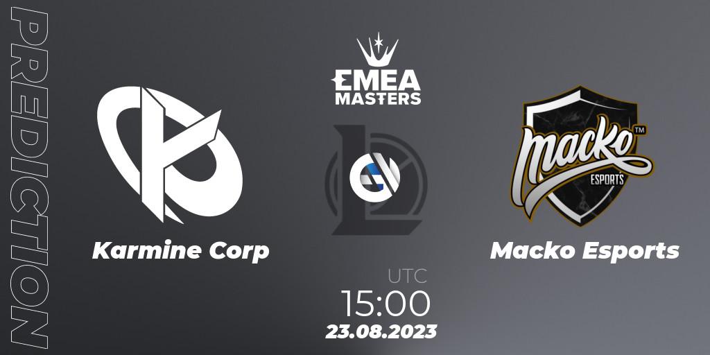 Karmine Corp contre Macko Esports : prédiction de match. 23.08.2023 at 15:00. LoL, EMEA Masters Summer 2023