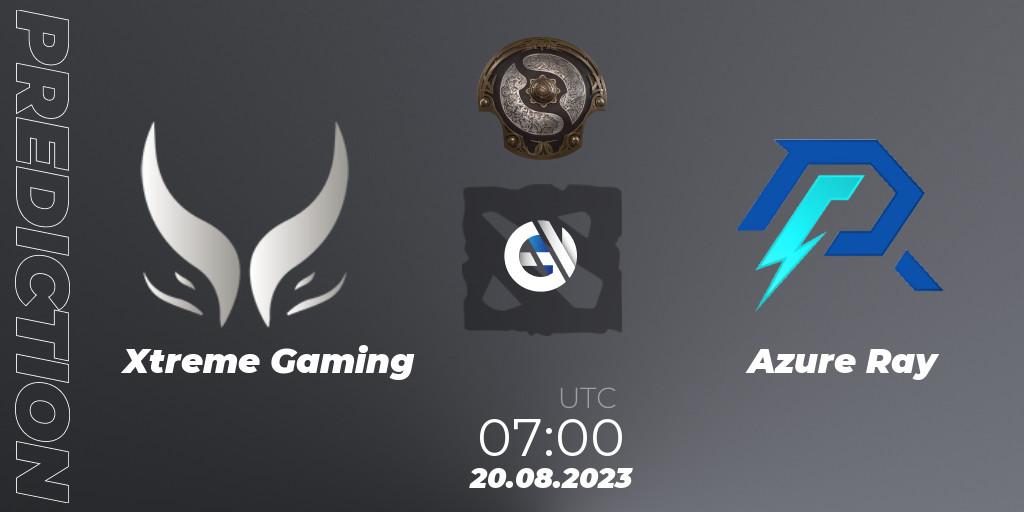 Xtreme Gaming contre Azure Ray : prédiction de match. 20.08.23. Dota 2, The International 2023 - China Qualifier