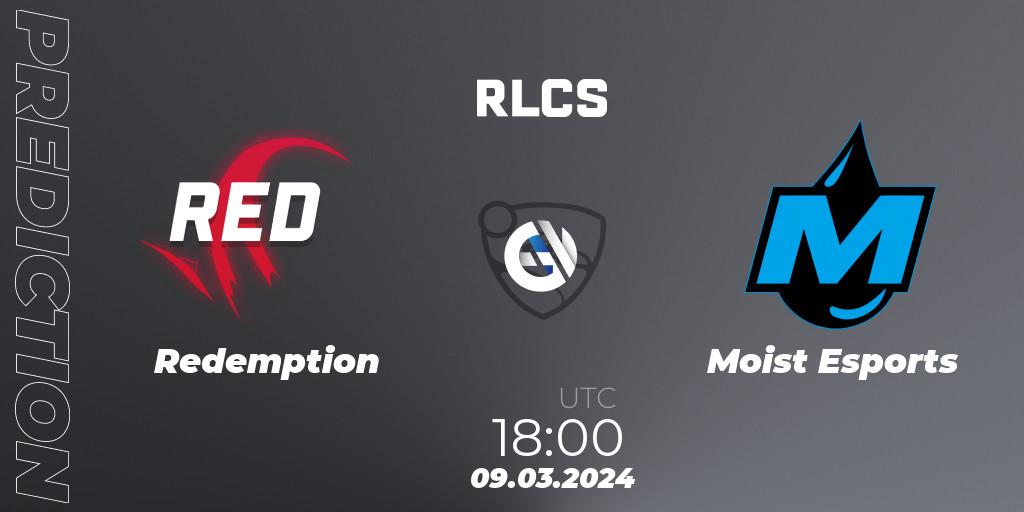Redemption contre Moist Esports : prédiction de match. 09.03.2024 at 18:00. Rocket League, RLCS 2024 - Major 1: Europe Open Qualifier 3