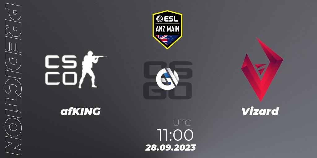 afKING contre Vizard : prédiction de match. 28.09.2023 at 11:00. Counter-Strike (CS2), ESL ANZ Main Season 17