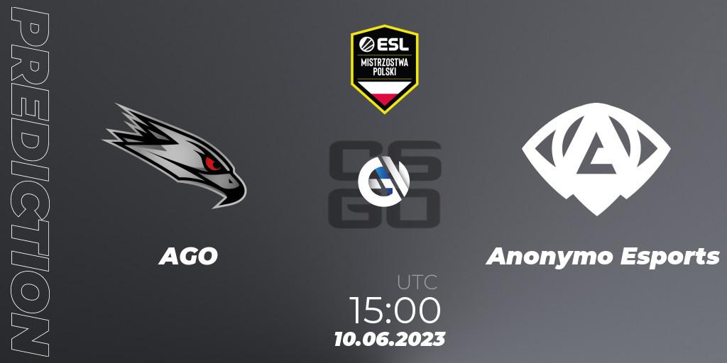 AGO contre Anonymo Esports : prédiction de match. 10.06.23. CS2 (CS:GO), ESL Polish Championship Spring 2023