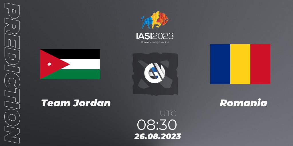 Team Jordan contre Romania : prédiction de match. 26.08.2023 at 14:30. Dota 2, IESF World Championship 2023