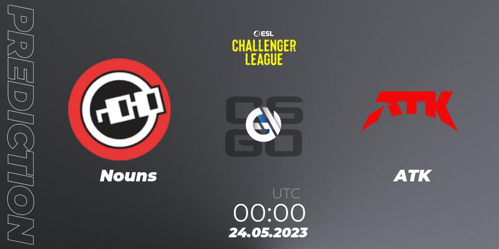 Nouns contre ATK : prédiction de match. 24.05.2023 at 00:00. Counter-Strike (CS2), ESL Challenger League Season 45: North America