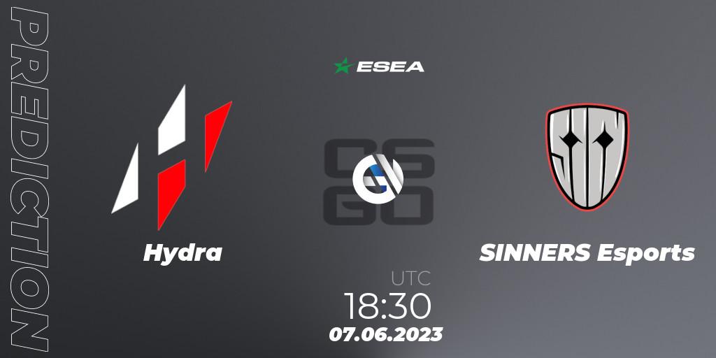 Hydra contre SINNERS Esports : prédiction de match. 07.06.2023 at 16:15. Counter-Strike (CS2), ESEA Advanced Season 45 Europe