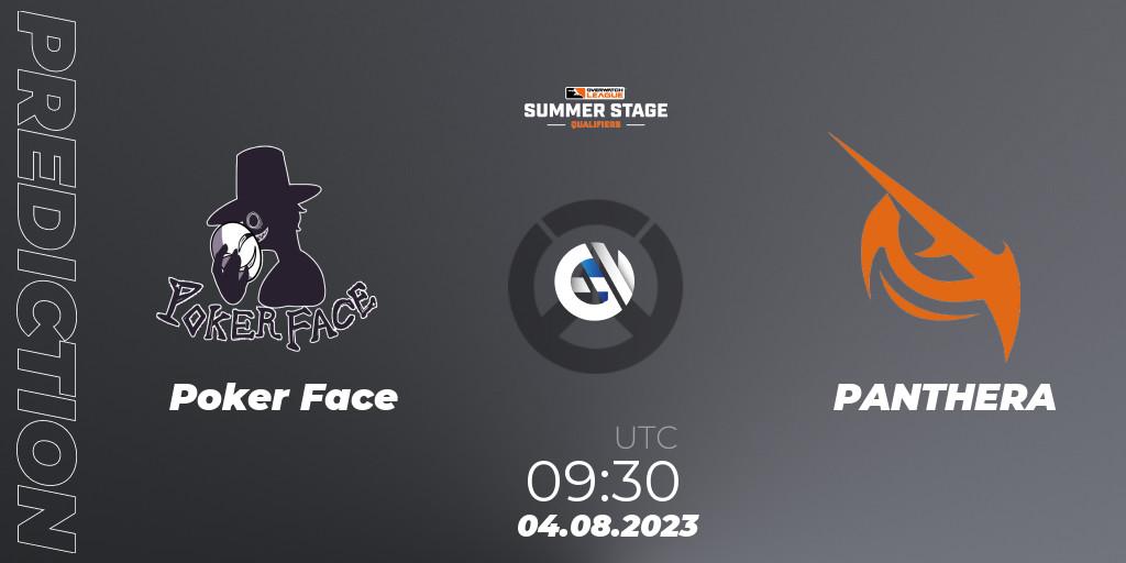 Poker Face contre PANTHERA : prédiction de match. 04.08.2023 at 09:30. Overwatch, Overwatch League 2023 - Summer Stage Qualifiers