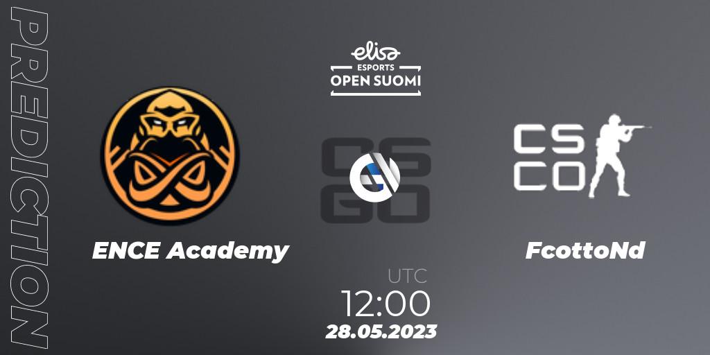 ENCE Academy contre FcottoNd : prédiction de match. 28.05.2023 at 12:10. Counter-Strike (CS2), Elisa Open Suomi Season 5