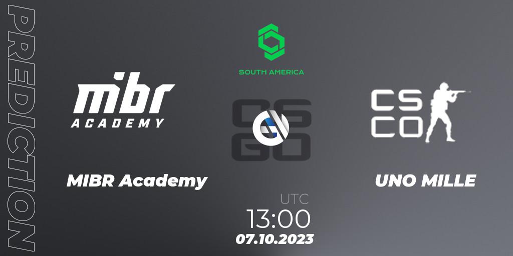 MIBR Academy contre UNO MILLE : prédiction de match. 07.10.2023 at 13:00. Counter-Strike (CS2), CCT South America Series #12