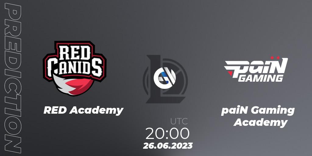 RED Academy contre paiN Gaming Academy : prédiction de match. 26.06.2023 at 20:00. LoL, CBLOL Academy Split 2 2023 - Group Stage