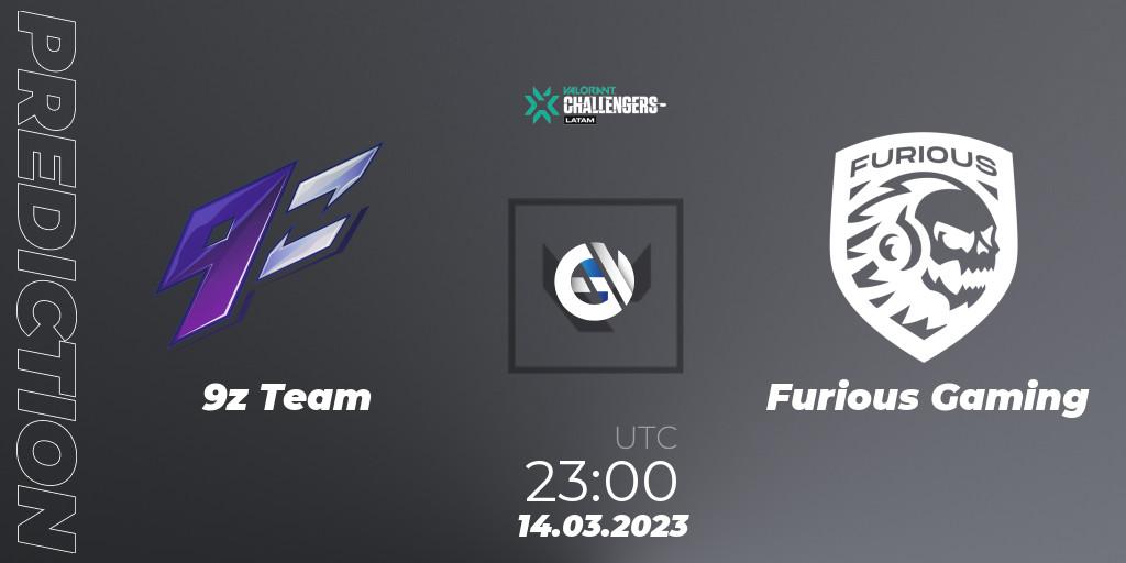 9z Team contre Furious Gaming : prédiction de match. 14.03.2023 at 23:00. VALORANT, VALORANT Challengers 2023: LAS Split 1