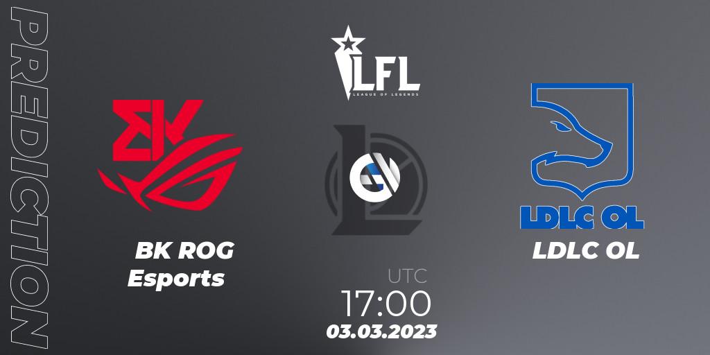BK ROG Esports contre LDLC OL : prédiction de match. 03.03.2023 at 17:00. LoL, LFL Spring 2023 - Group Stage