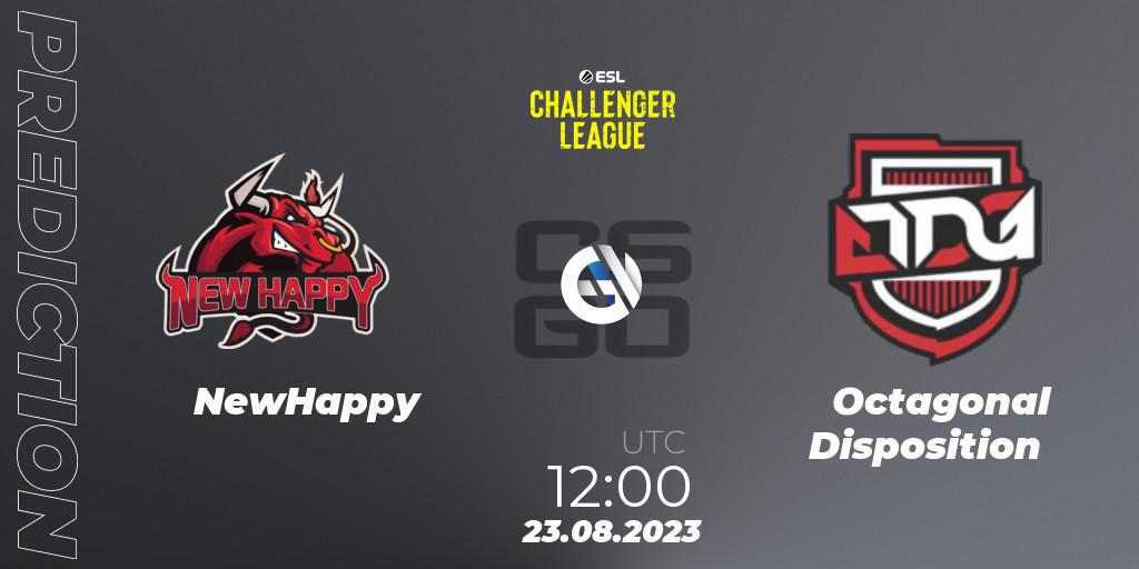 NewHappy contre Octagonal Disposition : prédiction de match. 24.08.23. CS2 (CS:GO), ESL Challenger League Season 46: Asia-Pacific