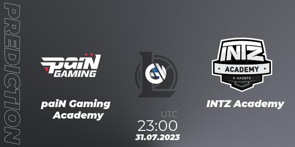 paiN Gaming Academy contre INTZ Academy : prédiction de match. 31.07.23. LoL, CBLOL Academy Split 2 2023 - Group Stage