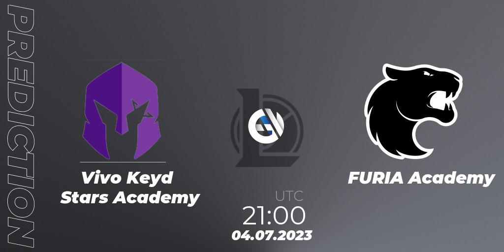 Vivo Keyd Stars Academy contre FURIA Academy : prédiction de match. 04.07.2023 at 21:00. LoL, CBLOL Academy Split 2 2023 - Group Stage