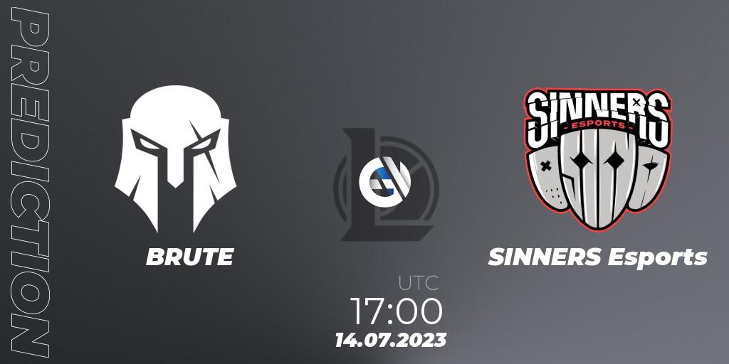 BRUTE contre SINNERS Esports : prédiction de match. 20.06.2023 at 17:00. LoL, Hitpoint Masters Summer 2023 - Group Stage