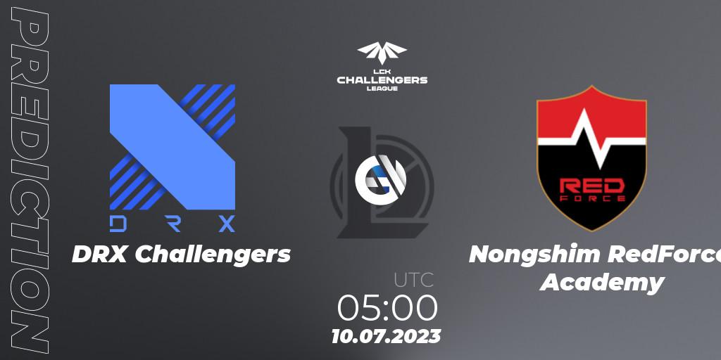 DRX Challengers contre Nongshim RedForce Academy : prédiction de match. 10.07.2023 at 05:00. LoL, LCK Challengers League 2023 Summer - Group Stage