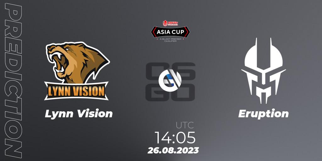 Lynn Vision contre Eruption : prédiction de match. 26.08.23. CS2 (CS:GO), 5E Arena Asia Cup Fall 2023