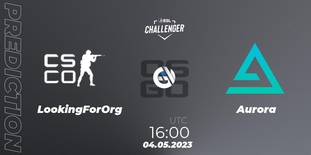 LookingForOrg contre Aurora : prédiction de match. 04.05.2023 at 16:00. Counter-Strike (CS2), ESL Challenger Katowice 2023: European Open Qualifier