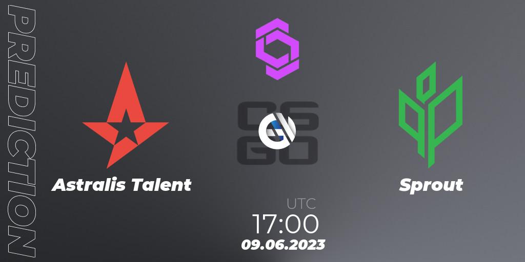 Astralis Talent contre Sprout : prédiction de match. 09.06.2023 at 13:45. Counter-Strike (CS2), CCT West Europe Series 4