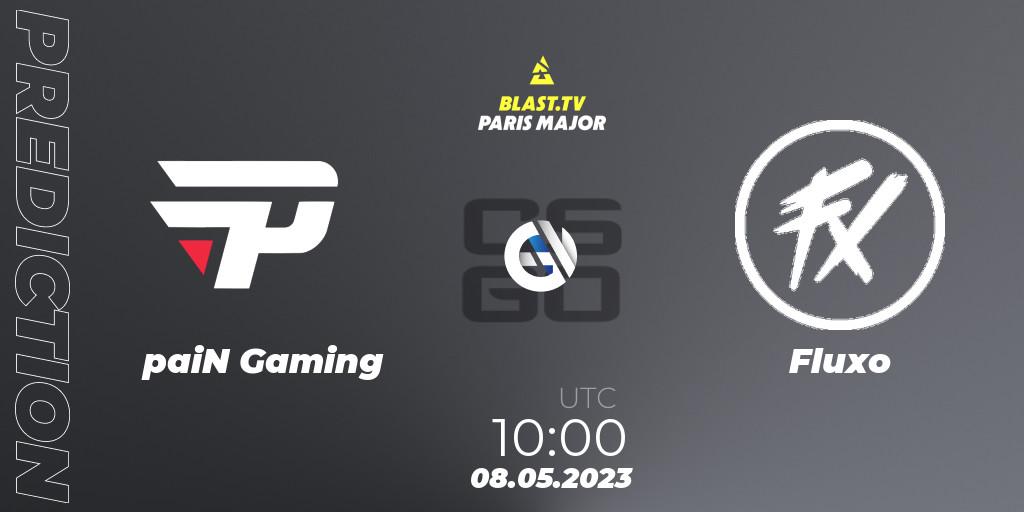 paiN Gaming contre Fluxo : prédiction de match. 08.05.2023 at 09:45. Counter-Strike (CS2), BLAST Paris Major 2023 Challengers Stage
