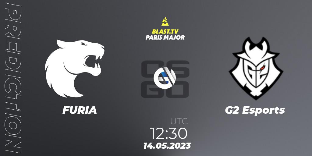 FURIA contre G2 Esports : prédiction de match. 14.05.2023 at 16:00. Counter-Strike (CS2), BLAST Paris Major 2023