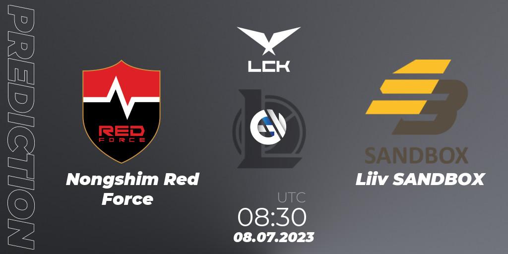 Nongshim Red Force contre Liiv SANDBOX : prédiction de match. 08.07.23. LoL, LCK Summer 2023 Regular Season
