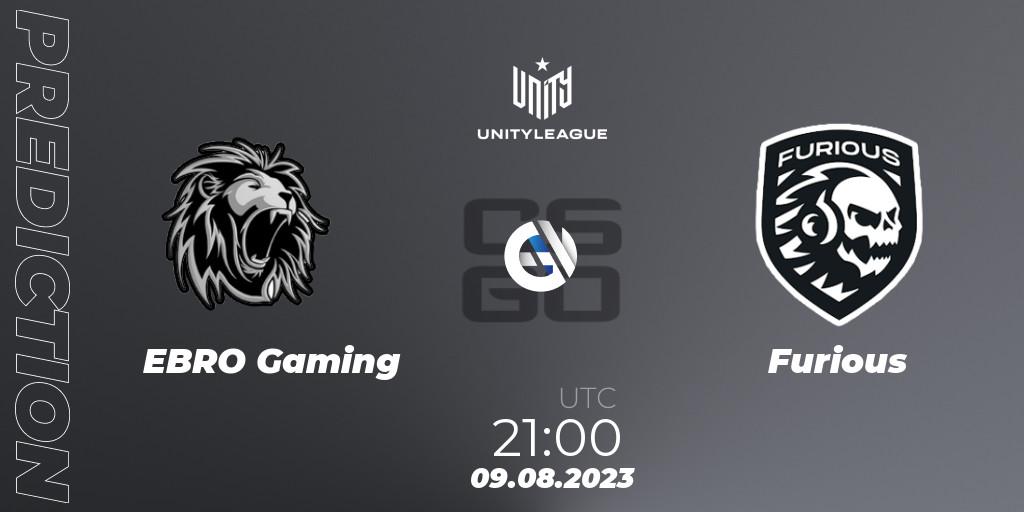 EBRO Gaming contre Furious : prédiction de match. 09.08.2023 at 21:00. Counter-Strike (CS2), LVP Unity League Argentina 2023