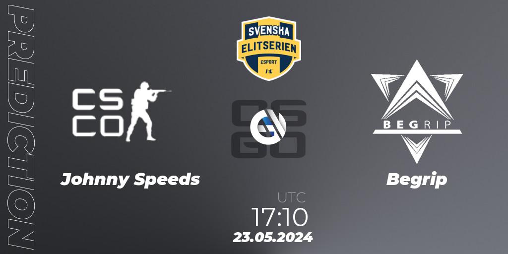 Johnny Speeds contre Begrip : prédiction de match. 23.05.2024 at 17:10. Counter-Strike (CS2), Svenska Elitserien Spring 2024