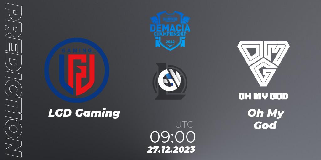 LGD Gaming contre Oh My God : prédiction de match. 27.12.2023 at 09:00. LoL, Demacia Cup 2023 Group Stage