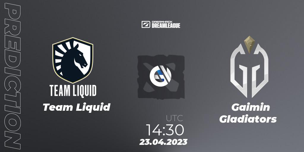 Team Liquid contre Gaimin Gladiators : prédiction de match. 23.04.2023 at 14:27. Dota 2, DreamLeague Season 19