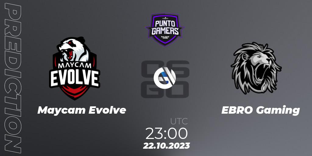 Maycam Evolve contre EBRO Gaming : prédiction de match. 22.10.2023 at 23:00. Counter-Strike (CS2), Punto Gamers Cup 2023