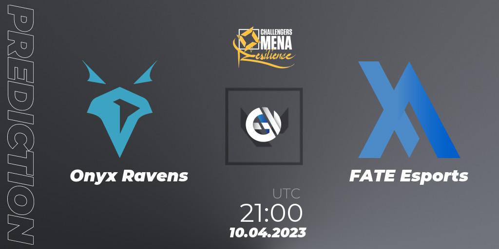 Onyx Ravens contre FATE Esports : prédiction de match. 10.04.2023 at 21:00. VALORANT, VALORANT Challengers 2023 MENA: Resilience Split 2 - Levant and North Africa