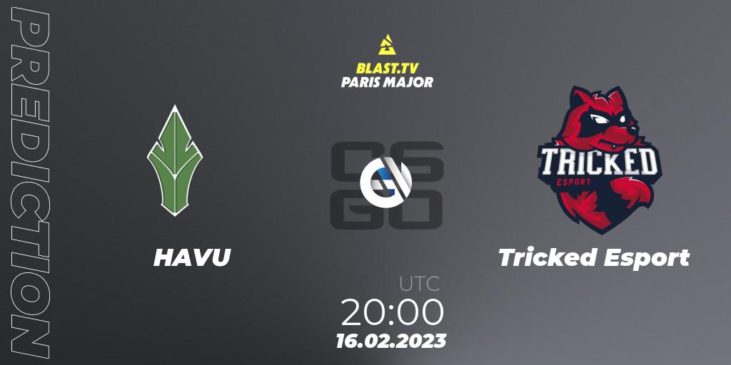 HAVU contre Tricked Esport : prédiction de match. 16.02.2023 at 20:00. Counter-Strike (CS2), BLAST.tv Paris Major 2023 Europe RMR Closed Qualifier A