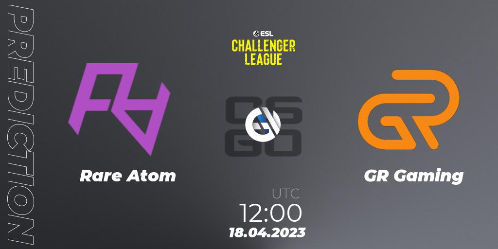 Rare Atom contre GR Gaming : prédiction de match. 18.04.2023 at 12:00. Counter-Strike (CS2), ESL Challenger League Season 45: Asia-Pacific