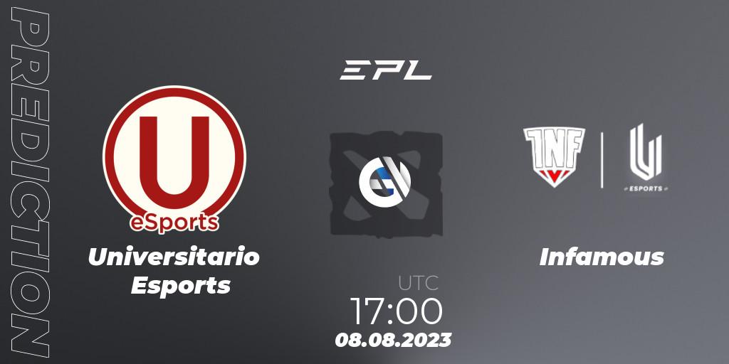 Universitario Esports contre Infamous : prédiction de match. 08.08.2023 at 17:11. Dota 2, EPL World Series: America Season 6