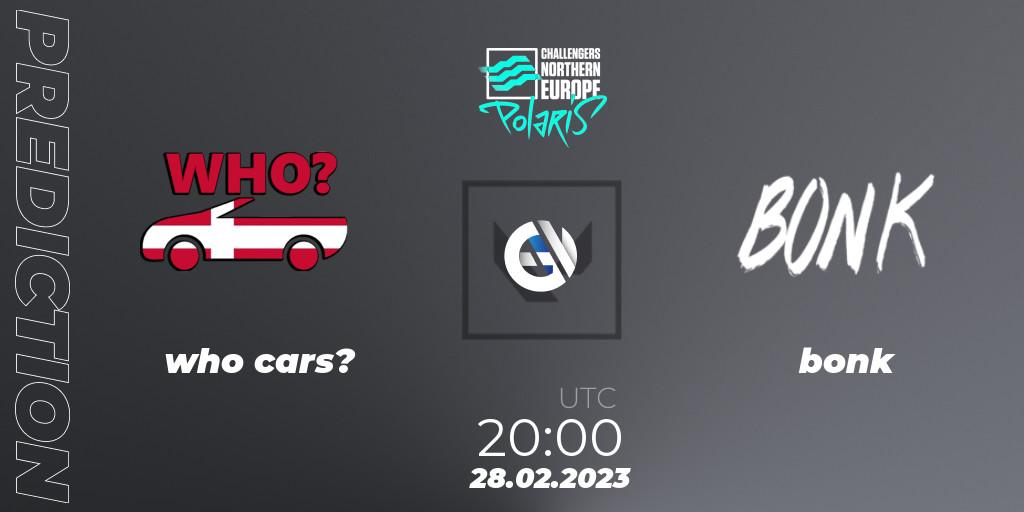 who cars? contre bonk : prédiction de match. 28.02.23. VALORANT, VALORANT Challengers 2023 Northern Europe: Polaris Split 1