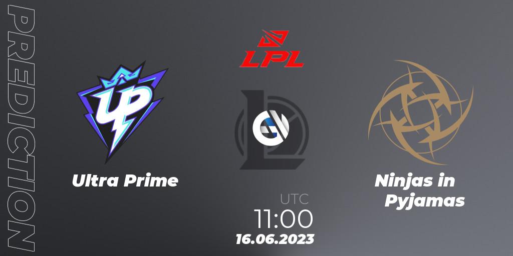 Ultra Prime contre Ninjas in Pyjamas : prédiction de match. 16.06.23. LoL, LPL Summer 2023 Regular Season