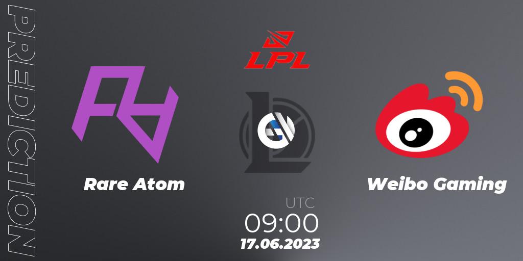 Rare Atom contre Weibo Gaming : prédiction de match. 17.06.23. LoL, LPL Summer 2023 Regular Season