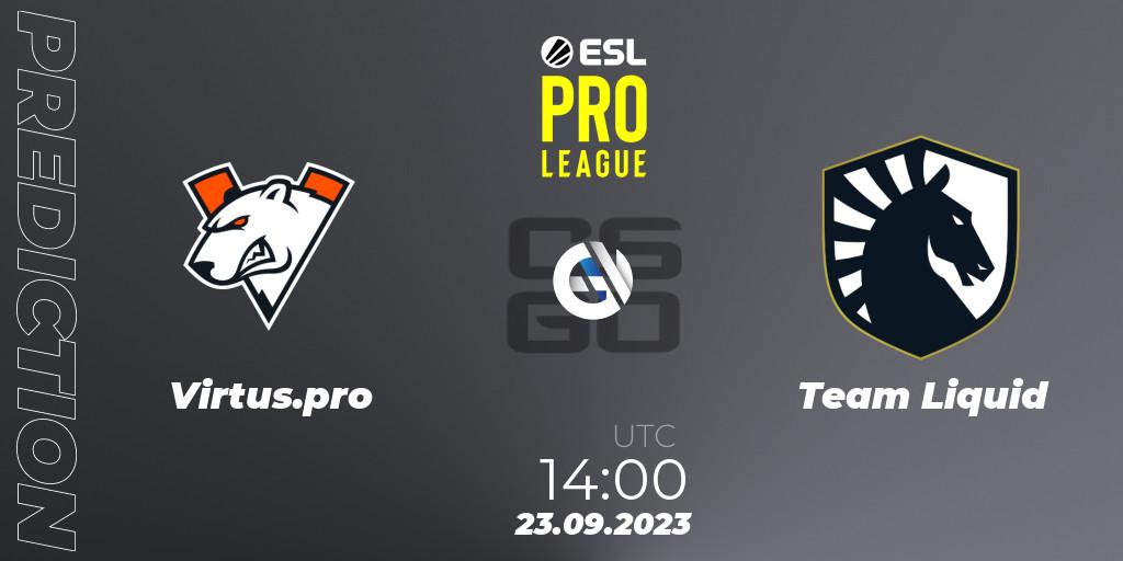 Virtus.pro contre Team Liquid : prédiction de match. 23.09.2023 at 15:10. Counter-Strike (CS2), ESL Pro League Season 18