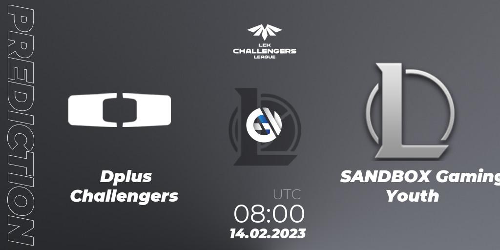 Dplus Challengers contre SANDBOX Gaming Youth : prédiction de match. 14.02.2023 at 08:00. LoL, LCK Challengers League 2023 Spring